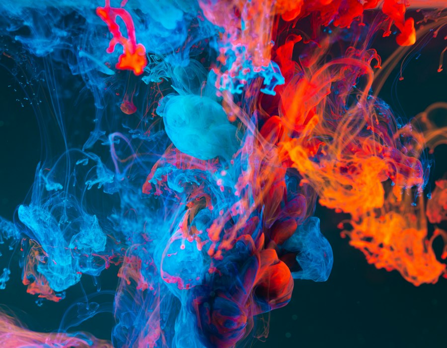 Abstract swirling colour in liquid