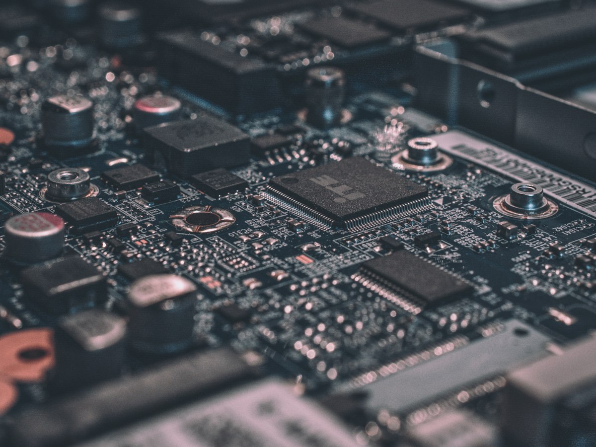 Close-up of a glowing circuit board